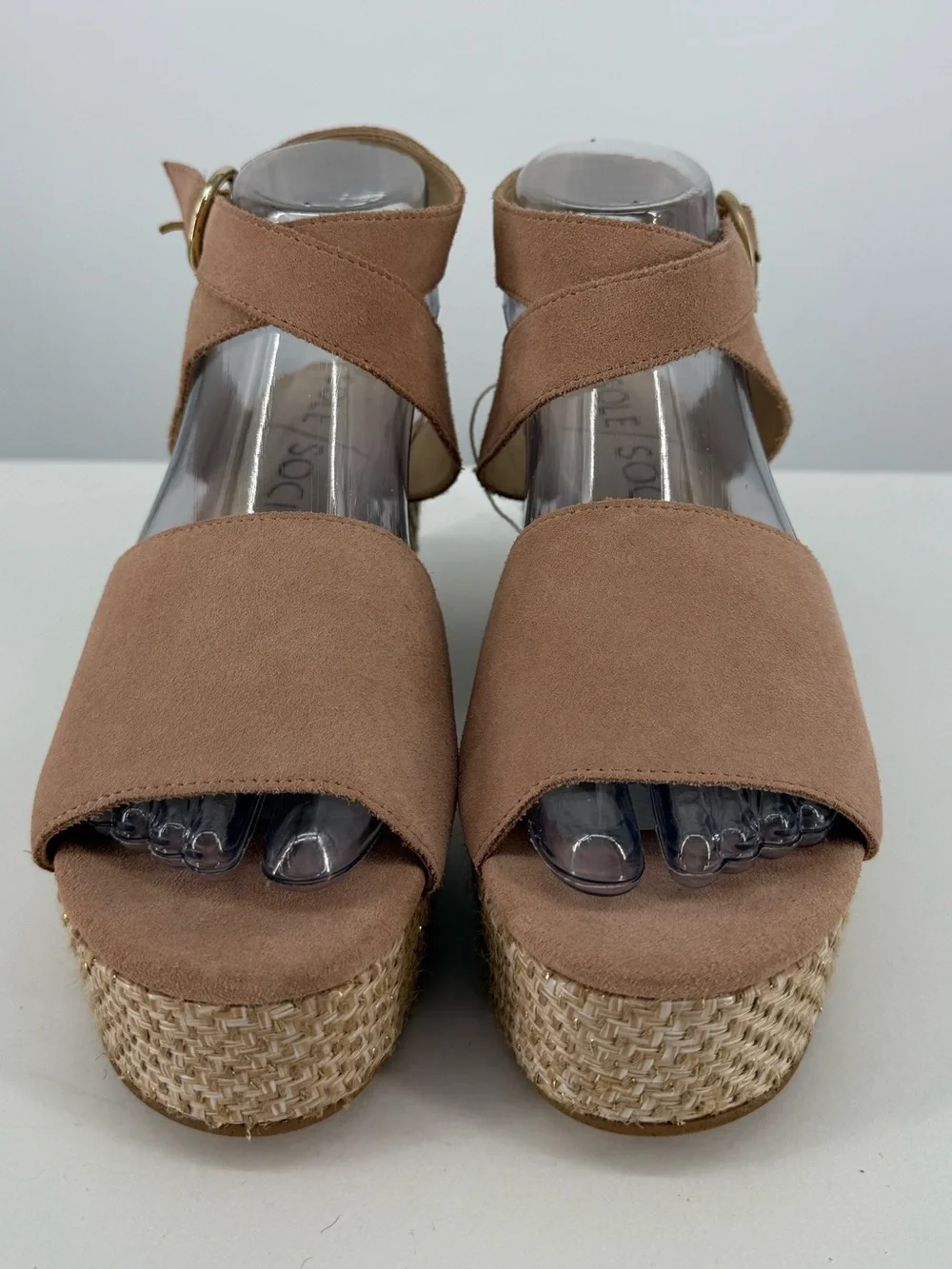 Sole Society Tan Suede Open-Toe Block Heel Sandals